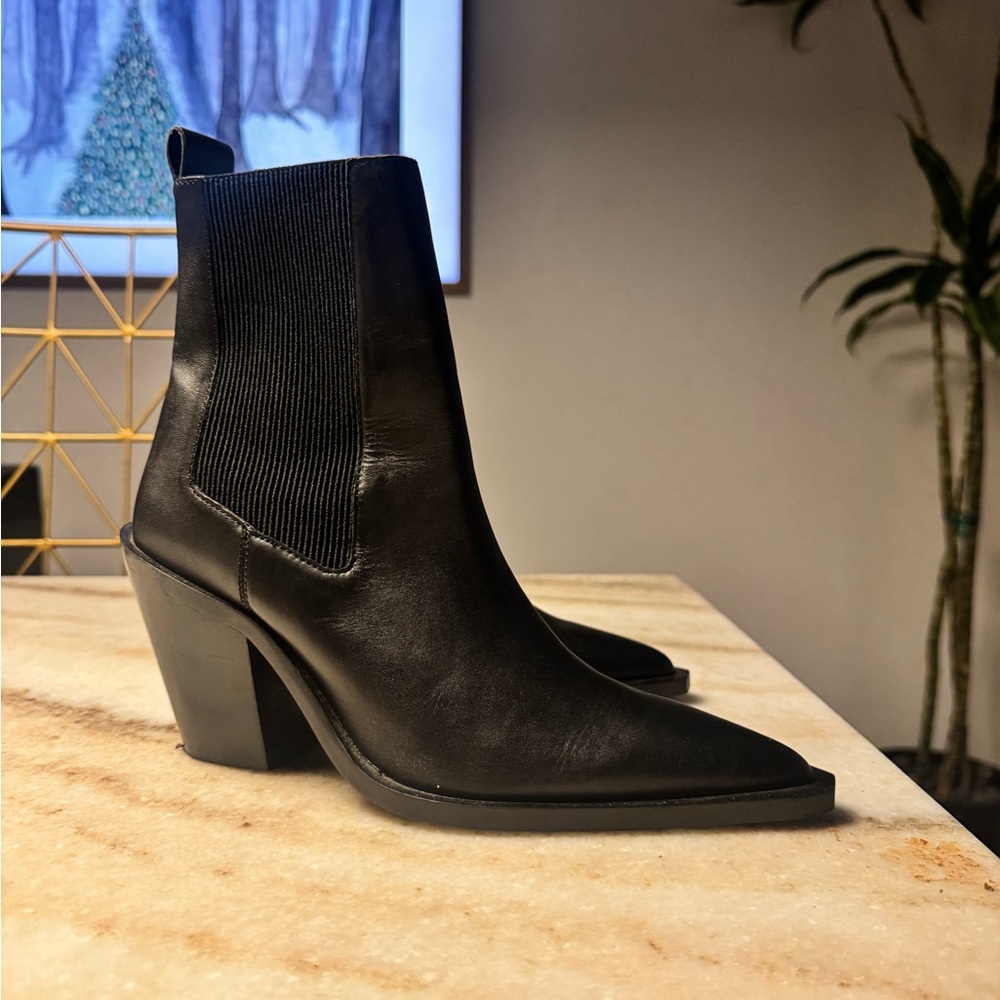 Mango Black Ankle Chelsea  Boots 7.5